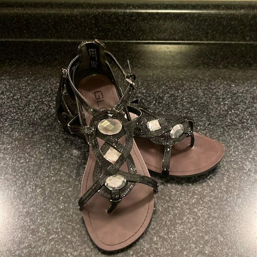 Black Rhinestone Sandals